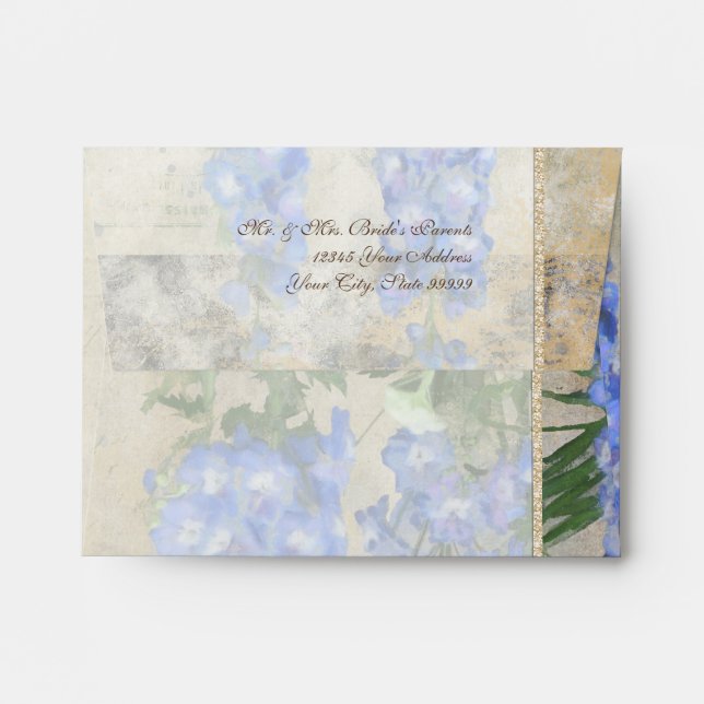 A2 Dragonfly Butterfly Delphinium n Poppy Floral Envelope (Back (Top Flap))