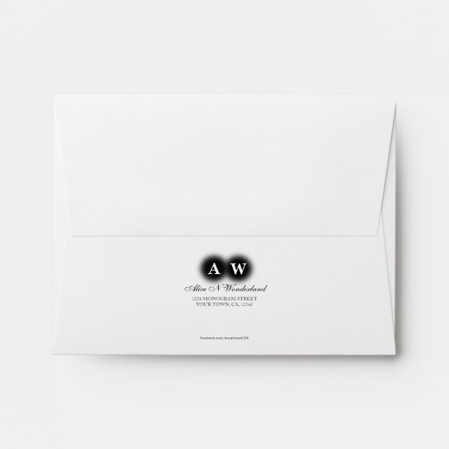 A2 Envelope Black Monogram Return Address (Back (Top Flap))
