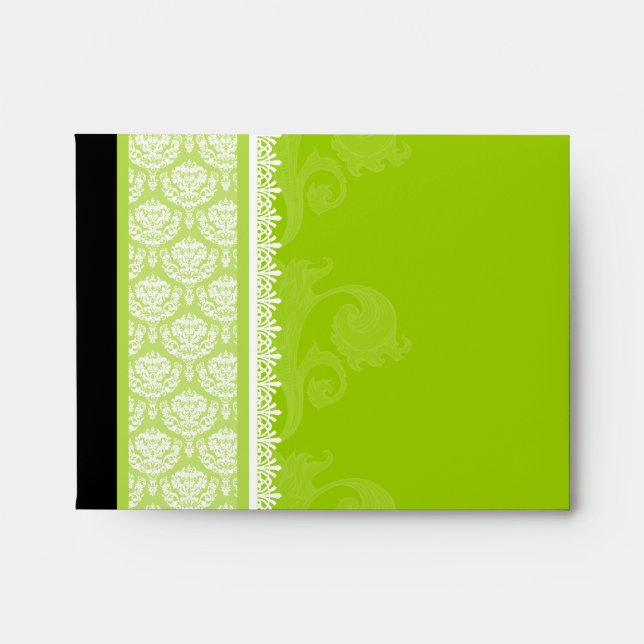A2 Lime Green One-Side Damask Envelopes (Front)