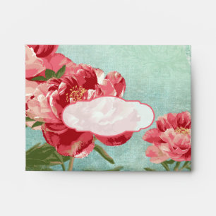 A2 Preprinted Pretty Retro Flower Chintz Peony Envelopes