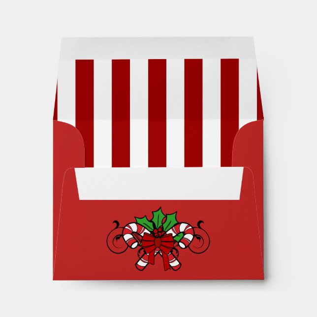 A2 Red Candy Cane Striped Christmas Envelopes (Back (Bottom))