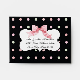 A2 RSVP Bat Mitzvah Envelope French Bow Dot Swirl