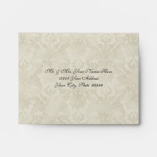 A2 RSVP Black n Cream Fleur de Lis Damask Wedding Envelope