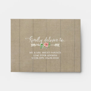 A2 RSVP Response Arrow Boho Bohemian Wood Wedding Envelopes