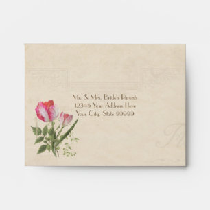 A2 RSVP Response Elegant Floral Vintage Tulips Art Envelopes