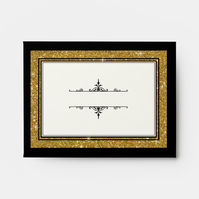 A2 Thank You Note Card Envelopes Gold Glitter (Front)