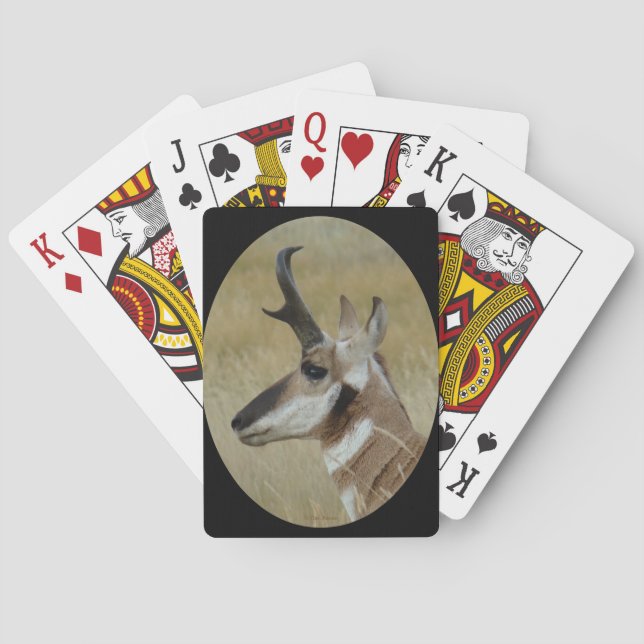 A38 Pronghorn Antelope Head Profile Playing Cards (Back)