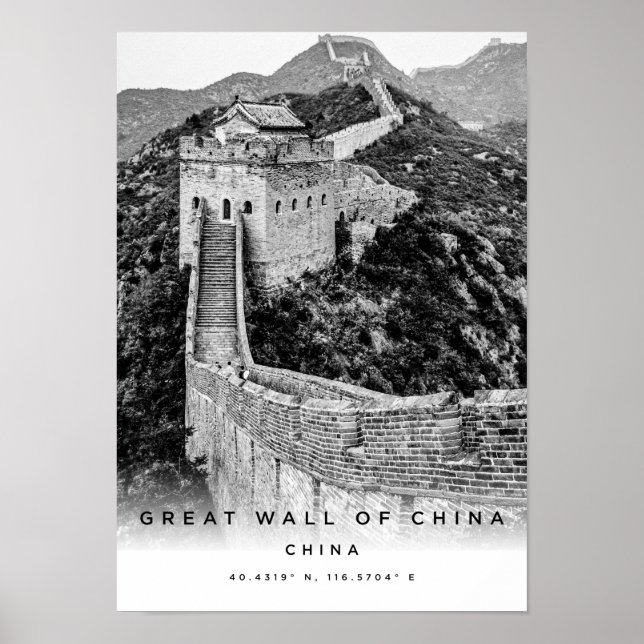 A3 Great Wall Of China Coordinates Poster (Front)