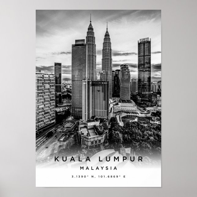 A3 Kuala Lumpur Malaysia Coordinates Poster (Front)
