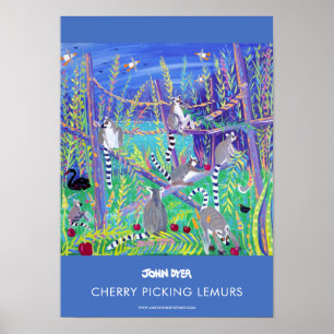 A3 poster by John Dyer. Cherry picking Lemurs