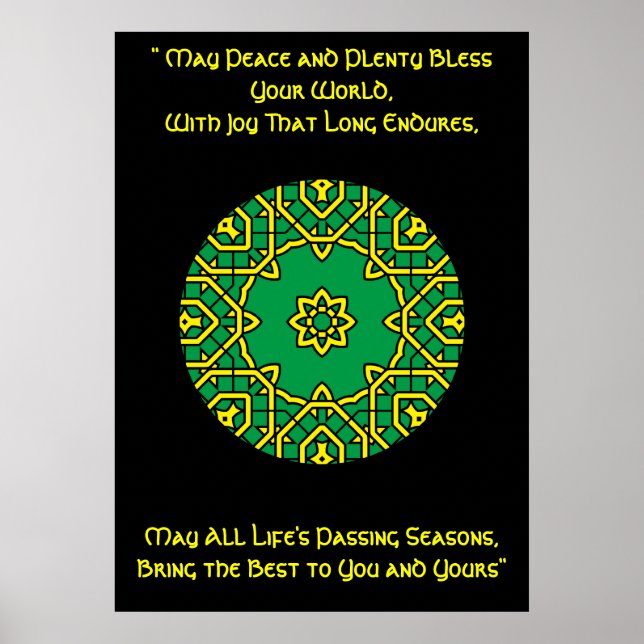 A42 Celtic Kaleidoscopic Mandala- Irish Blessing.6 Poster (Front)