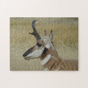 A4 Pronghorn Antelope Head Shot Profile Jigsaw Puzzle