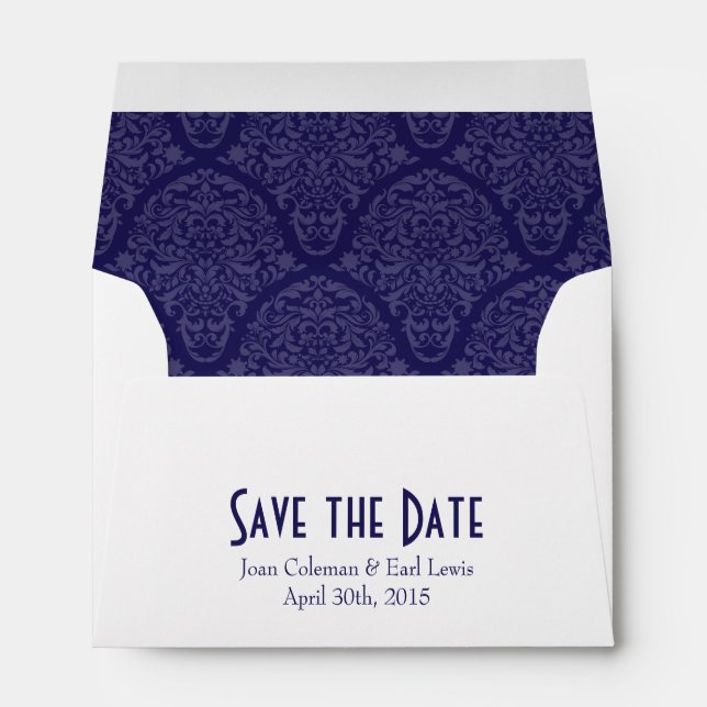A6 4x6 Navy Blue White Save the Date Envelopes (Back (Bottom))