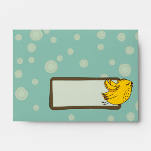 A6 Aqua Blue & Yellow Retro Chic Bird Envelopes
