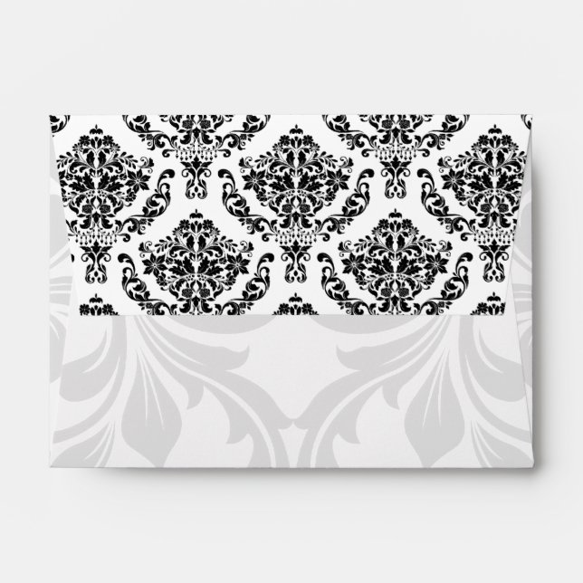 A6 Black and White Damask Flap Envelopes (Back (Top Flap))