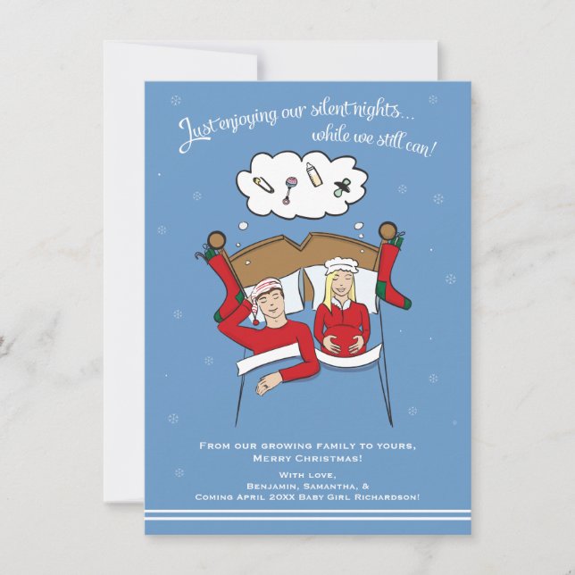 A6 Christmas Card Pregnancy Announcement - Blonde (Front)