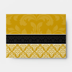 A6 Gold Black & White Damask Lined Envelopes