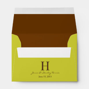 A6 Green & Brown Monogram Wedding Envelopes