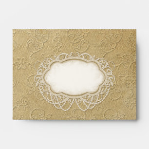 A6 Modern Vintage Lace Tea Stained Hydrangea Roses Envelope