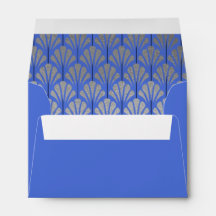 A6 Personalised Art Deco Fans Blue Silver Foil