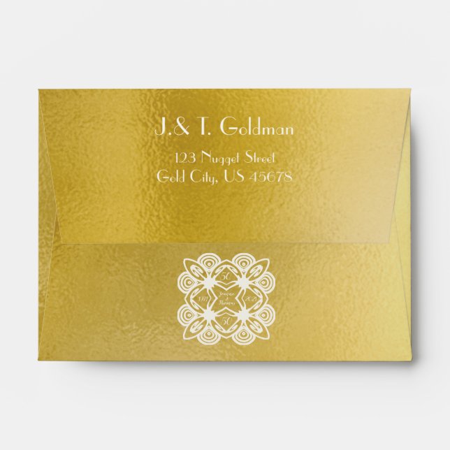 A6 Personalised Golden Wedding Art Deco Ornament Envelope (Back (Top Flap))