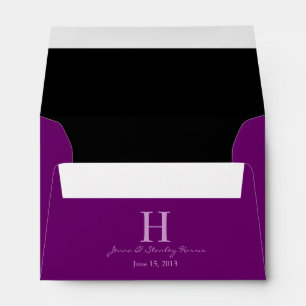 A6 Purple & Black Monogram Wedding Envelopes