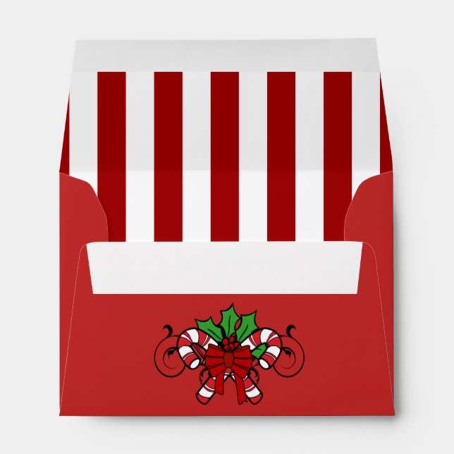 A6 Red Candy Cane Striped Christmas Envelopes (Back (Bottom))