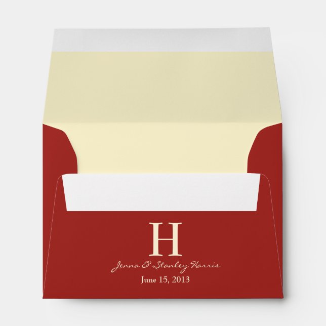 A6 Red & Cream Monogram Wedding Envelopes (Back (Bottom))