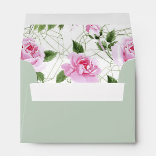 A6 Roses Geometric Frame Wedding Return Address Envelope