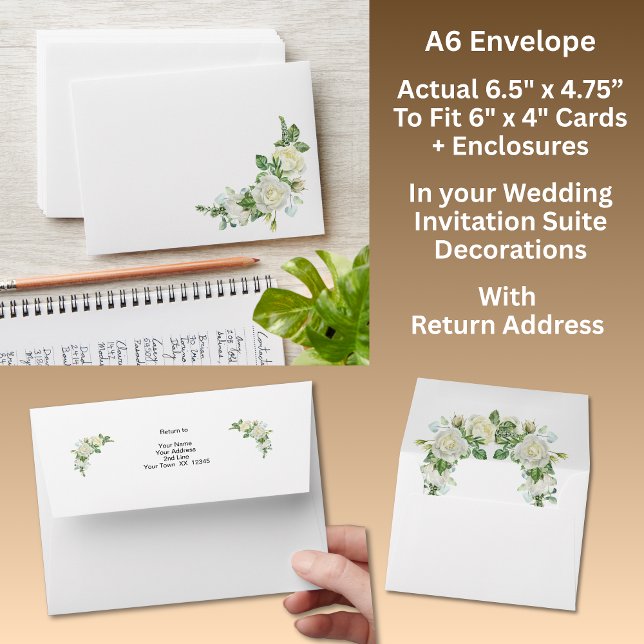 A6 size Cobalt Blue & White Roses Wedding Suite Envelope (Creator Uploaded)