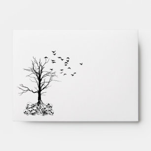 A6 Skull Tree Black and White Halloween Envelopes