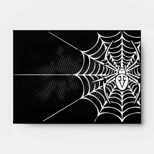 A6 Spider Web Black White Halloween Envelopes (Front)