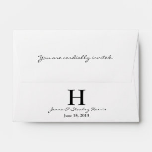 A6 White & Black Monogram Wedding Envelopes