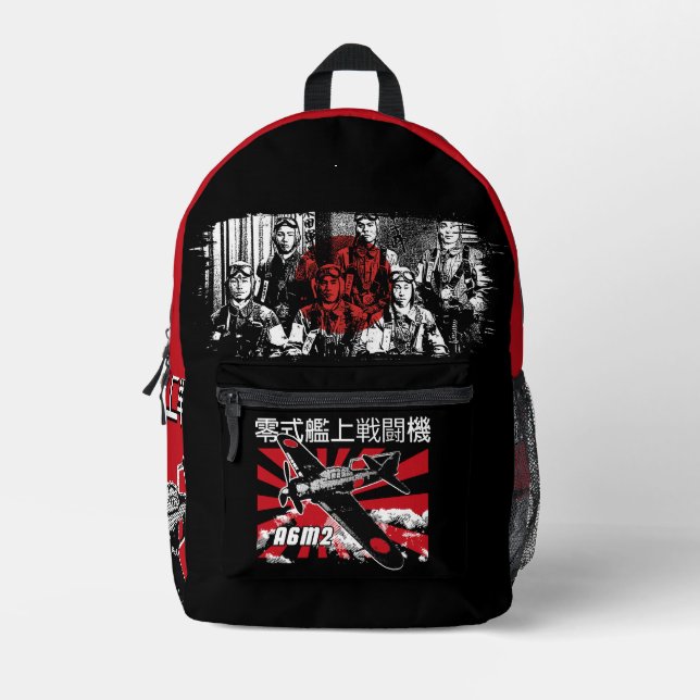 A6M Zero: WWII Japanese Fighter Icon Printed Backpack (Front)
