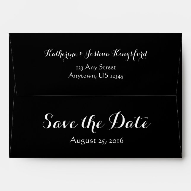 A7 5x7 Black Save The Date Envelope (Back (Top Flap))