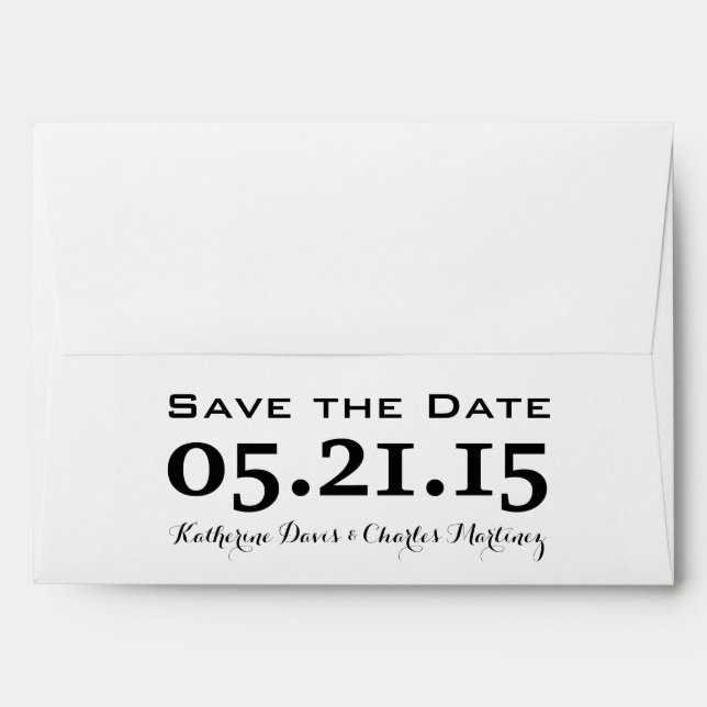 A7 5x7 Black White Save the Date Envelopes (Back (Top Flap))