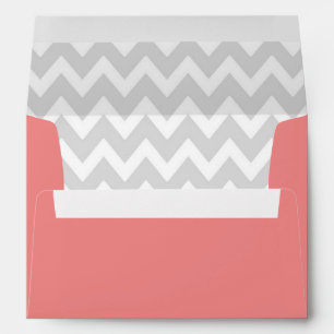 A7 5x7 Coral White Grey Chevron Envelopes