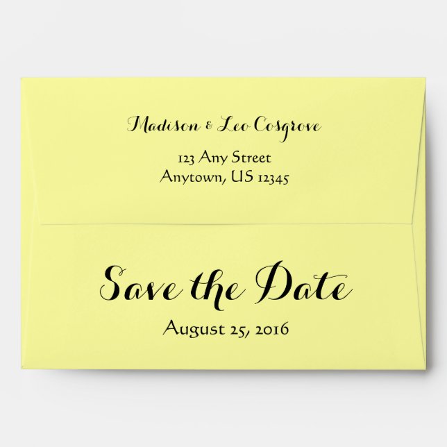 A7 5x7 Lemon Yellow Save The Date Envelopes (Back (Top Flap))