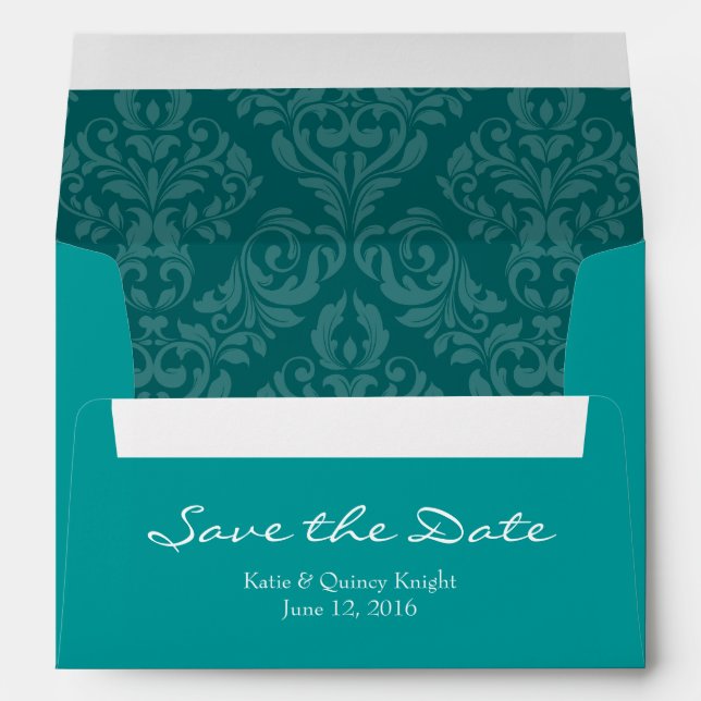 A7 5x7 Turquoise Teal Save the Date Envelopes (Back (Bottom))
