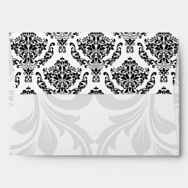 A7 Black and White Damask Flap Envelopes (Back (Top Flap))