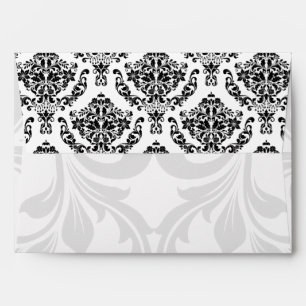 A7 Black and White Damask Flap Envelopes