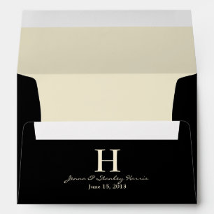 A7 Black & Cream Monogram Wedding Envelopes