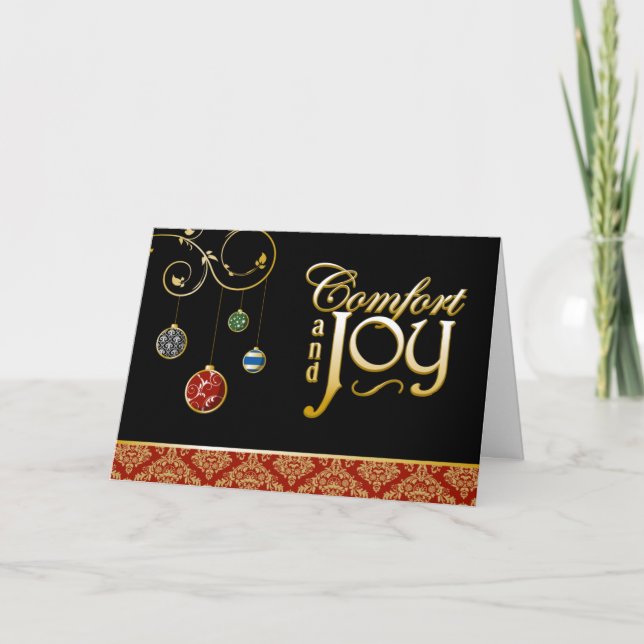 A7 Comfort and Joy Mod Ornaments Christmas Card (Front)