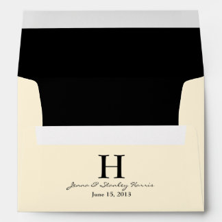 A7 Cream & Black Monogram Wedding Envelopes