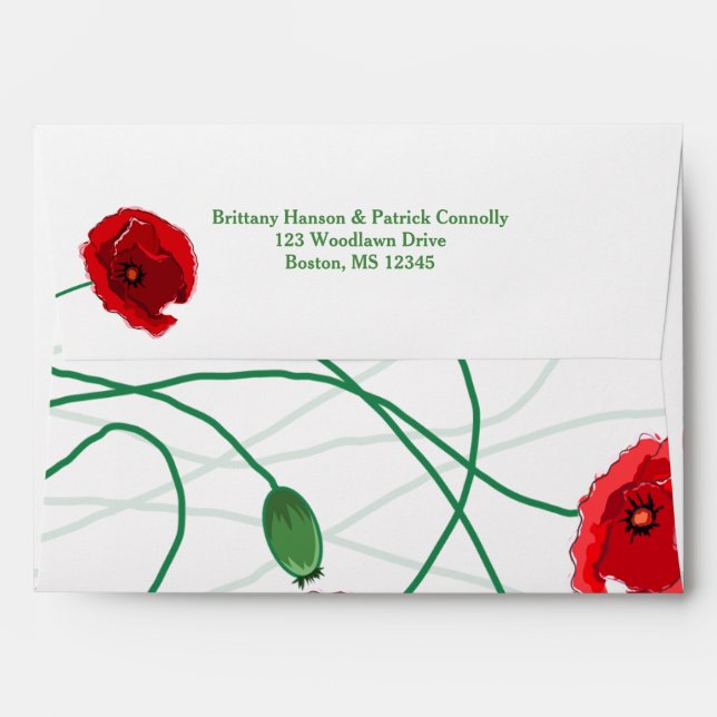 A7 Envelope for 5"x7" Invites | Red Poppies (Back (Top Flap))
