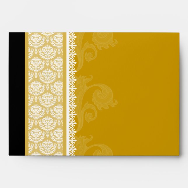 A7 Gold One-Side Damask Envelopes (Front)