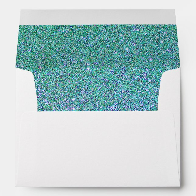 A7 Greeting Card/Blue-Green Glitter Envelope (Back (Bottom))