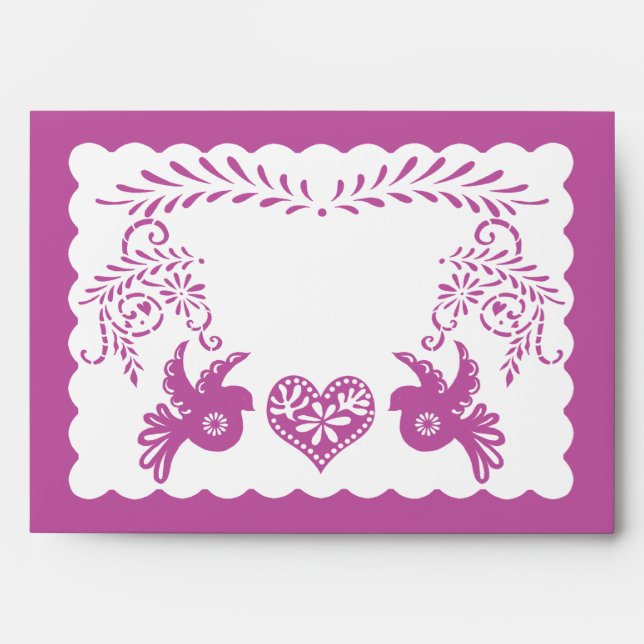 A7 Papel Picado Purple Fiesta Wedding Envelopes (Front)