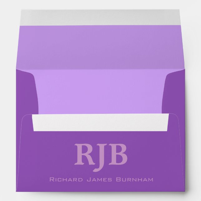 A7 Purple Lavender Violet Monogrammed Envelopes (Back (Bottom))