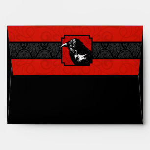 A7 Red and Black Raven Halloween Envelopes